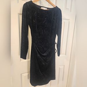 Black sparkly suede, wrap around dress